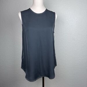 Theory Women's Melana 100% Silk Blouse Top Tank Sleeveless Gray Size Medium